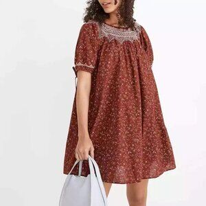 Madewell embroidered babydoll dotted vines dress